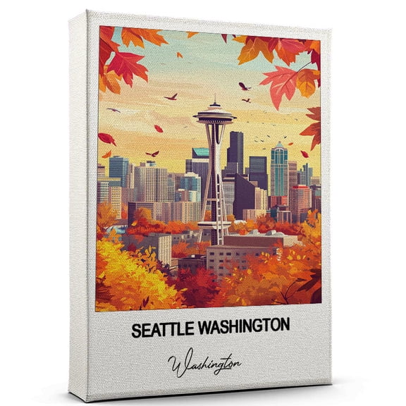 Seattle Washington Travel Wall Decor Scenic Travel Canvas Print of Washington Canvas Beautiful Gift for Home, Office, or Living Space