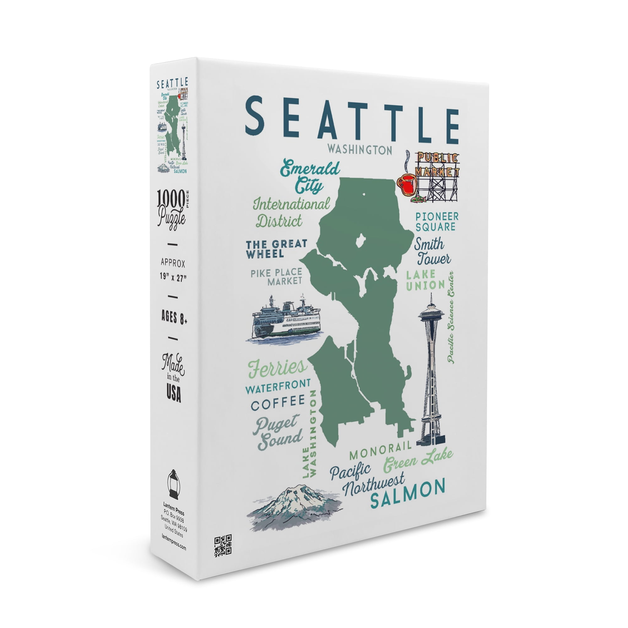Seattle, Washington, Typography and Icons (1000 Piece Puzzle, Size ...
