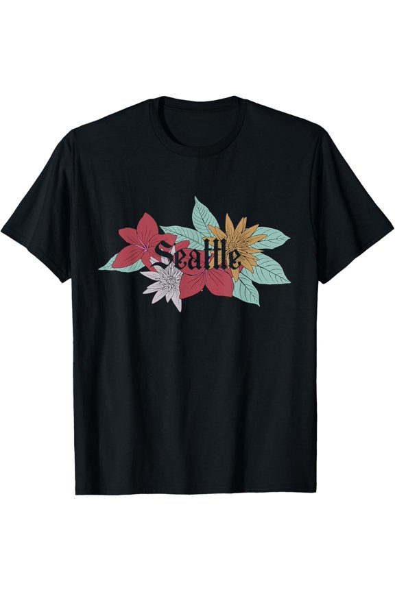 Seattle Washington Vintage City Flowers Bouquet Souvenir T-Shirt