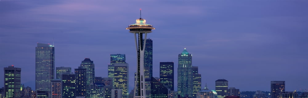 Seattle Washington skyline Canvas Art - Panoramic Images (36 x 12)