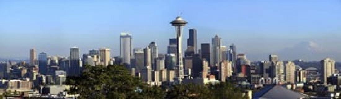 Seattle city skyline and downtown financial building King County Washington State USA 2010 Canvas Art - Panoramic Images (15 x 5)