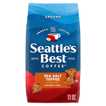 Seattle's Best Coffee Sea Salt Toffee Flavored Ground Coffee for Iced or Hot Coffee 11 oz