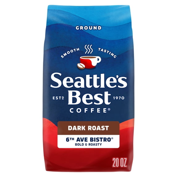 Seattle's Best Coffee 6th Ave Bistro, Dark Roast Ground Coffee for Cold Brew or Hot coffee 1.25 lb.