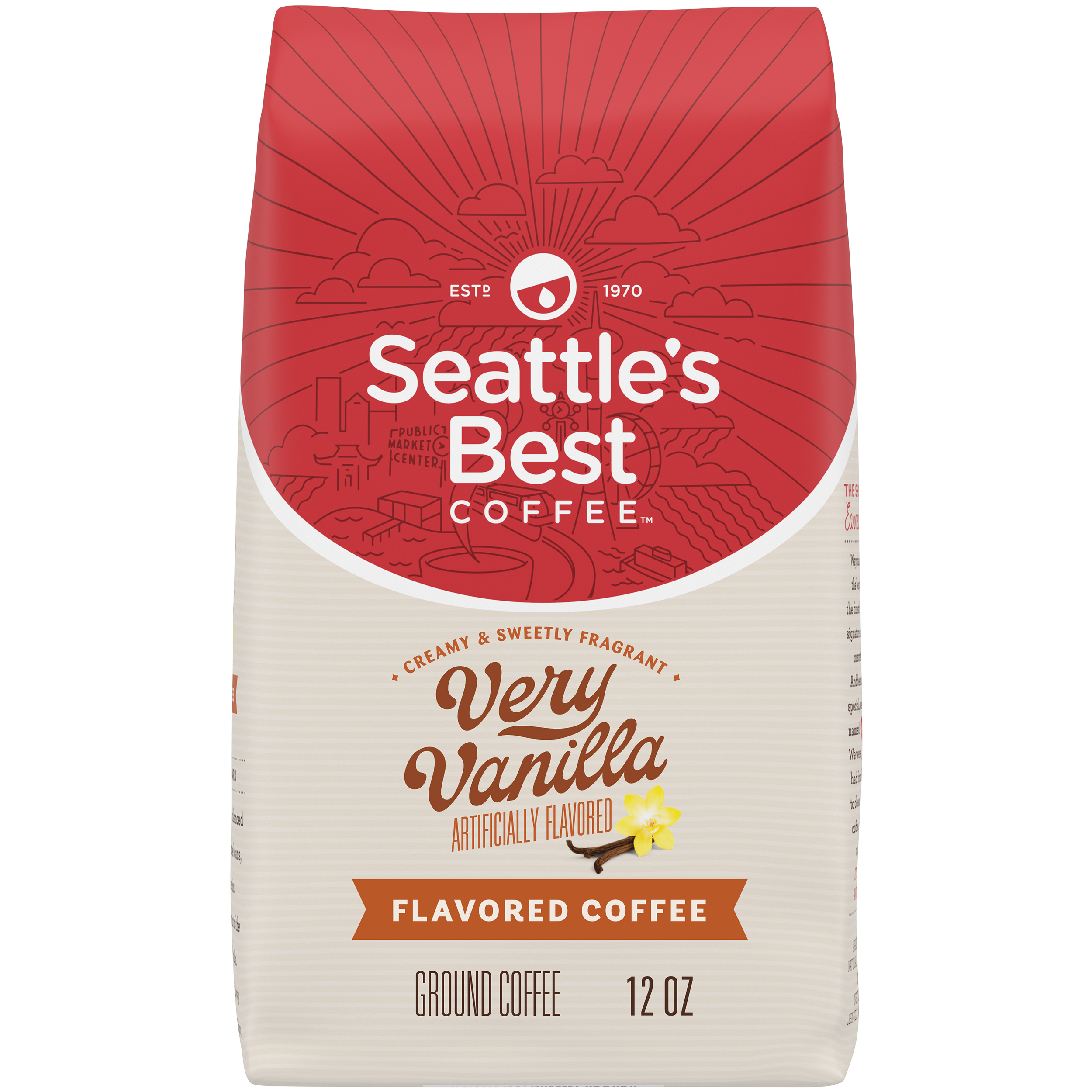 Seattle's Best Coffee Arabica Beans Very Vanilla, Medium Roast, Ground Coffee, 12 oz - image 1 of 5