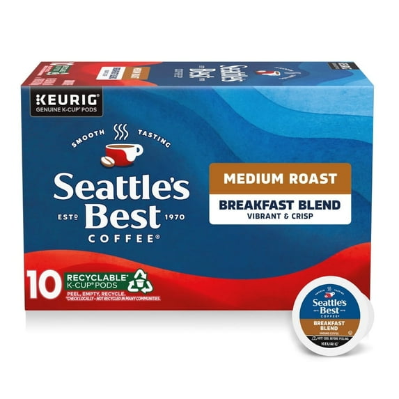 Seattle's Best Coffee Breakfast Blend Medium Roast K-Cup Coffee Pods, 10 ct (Packaging may vary)