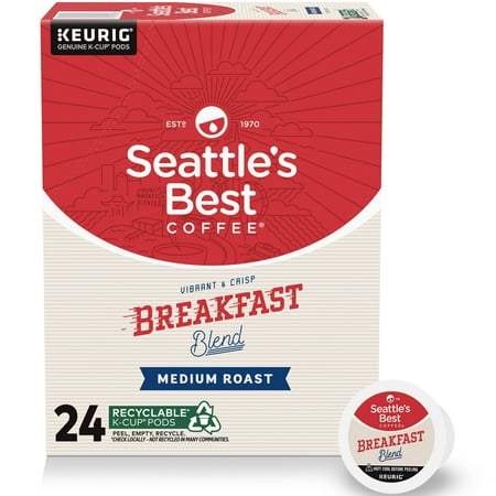 (4 pack) Seattle's Best Coffee Breakfast Blend Medium Roast Single Cup Coffee for Keurig Brewers, 96 Count (4 Boxes of 24 K-Cups)