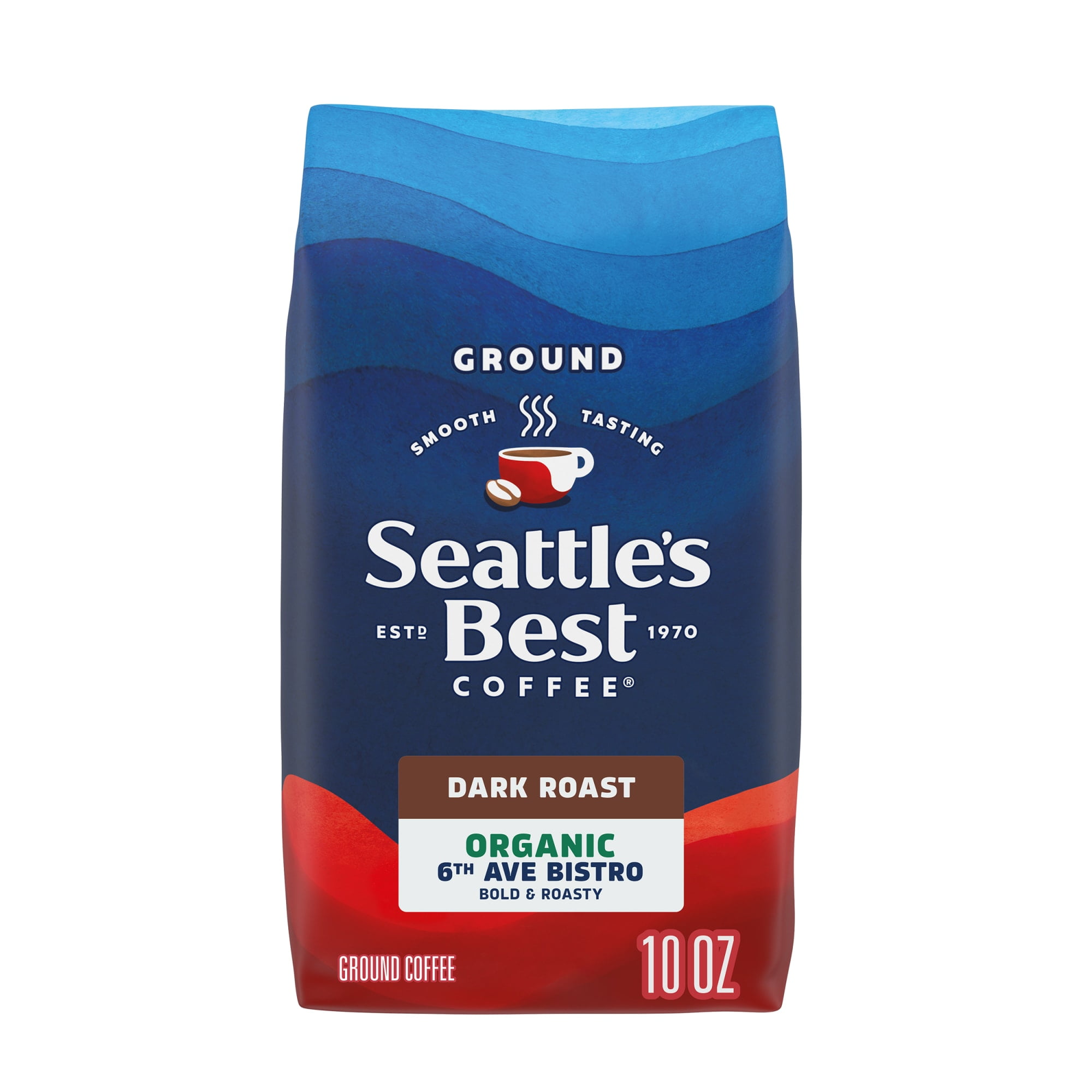 Seattles Best Coffee, Organic 6th Ave Bistro, Dark Roast, Organic Ground Coffee, 10 oz