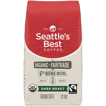 Seattle's Best Coffee Organic Arabica Beans 6th Avenue Bistro, Dark Roast, Ground Coffee, 12 oz