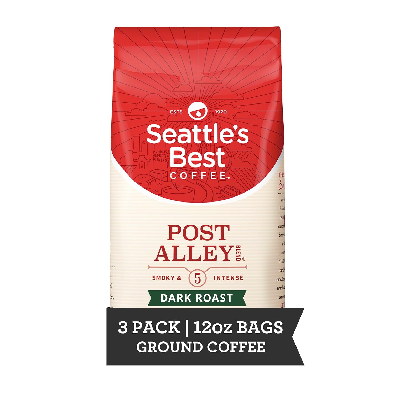 Seattle's Best Coffee Post Alley Blend Dark Roast Ground Coffee 12