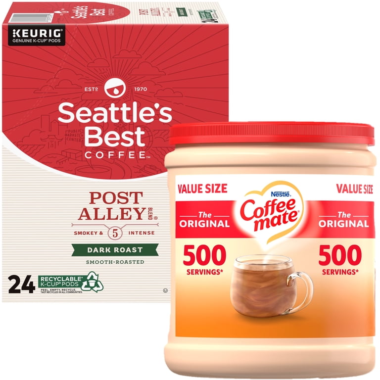 Seattle's Best Coffee, Post Alley Blend Dark Roast K-Cup Coffee Pods, 24  Count K Cups with Nestle Coffee Mate, The Original Powdered Coffee Creamer,  ...