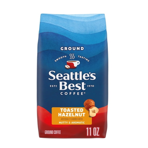 Seattle’s Best Coffee, Toasted Hazelnut, Flavored Roast Ground Coffee, 100% Arabica, 11 oz - 2 Pack