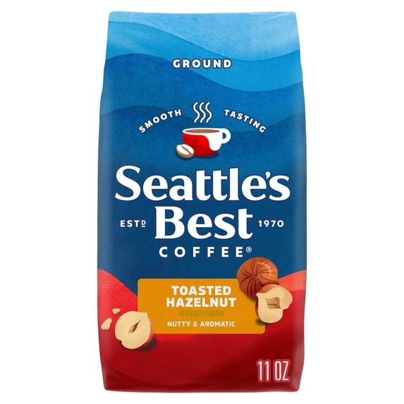 Seattle's Best Coffee Toasted Hazelnut Flavored Ground Coffee for Cold Brew or Hot coffee 11 oz