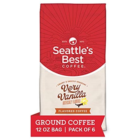 Seattle's Best Coffee Very Vanilla Flavored Medium Roast Ground Coffee 12 Ounce Bags (Pack of 6)