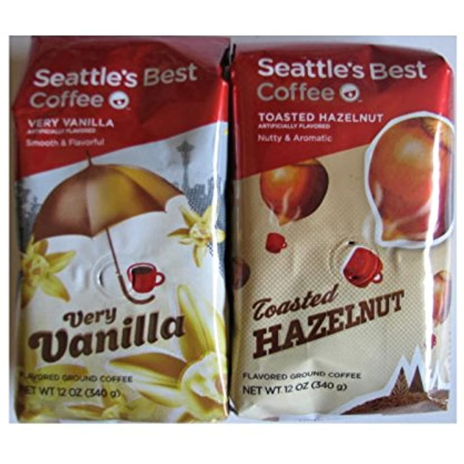 Seattles Best Ground Coffee Bundle Very Vanilla 12Oz And Toasted Hazelnut 12Oz