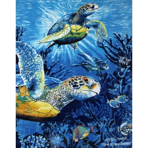 Seaturtles Signature Collection Queen Size Reversible Plush Blanket 79" x 95"