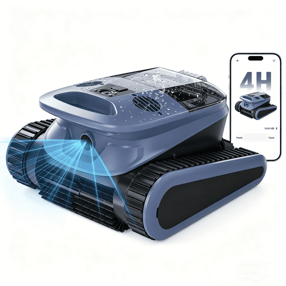 Seauto SAT40 Smart Cordless Pool Cleaner - App-Controlled, 90° Wall Climbing, Waterline & Floor Cleaning, Auto-Dock, Long Battery Life, LED Status, Suitable for In-ground & above-ground pools