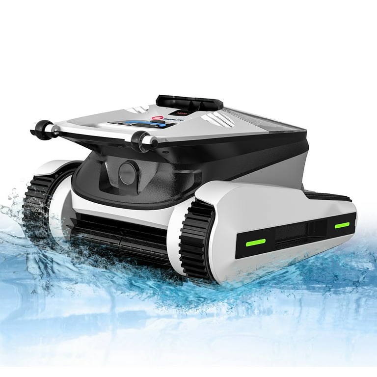 Seauto Shark Cordless Robotic Pool Vacuum Cleaner Wall Climbing Capability Waterline Cleaning Replaceable Battery 90000Pa Strong Power