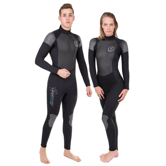Seavenger 3mm Neoprene Wetsuit with Stretch Panels for Snorkeling, Scuba Diving, Surfing (Surfing Black, Women's 11)