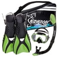 thumbnail image 1 of Seavenger Advanced Snorkeling Set with Panoramic Mask, Trek Fins, Dry Top Snorkel & Gear Bag (Black Silicone/Green, Medium), 1 of 3