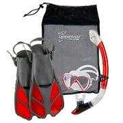 Seavenger Aviator Diving Kit/Snorkeling Set | Kids and Adults (Clear Red, L/XL)