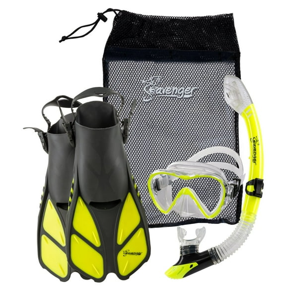 Seavenger Aviator Diving Kit/Snorkeling Set | Kids and Adults (Neon Yellow, S/M)