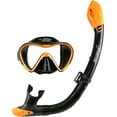 thumbnail image 1 of Seavenger Aviator Mask And Snorkel | Snorkeling Set With Dry Top | Men And Women (Black Silicone/Orange), 1 of 3