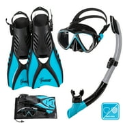 Seavenger Hanalei Anti-Fog 4-Piece Snorkeling Set Blue Gray, Small