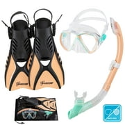 Seavenger Hanalei Anti-Fog 4-Piece Snorkeling Set (Mint Cream, Medium)