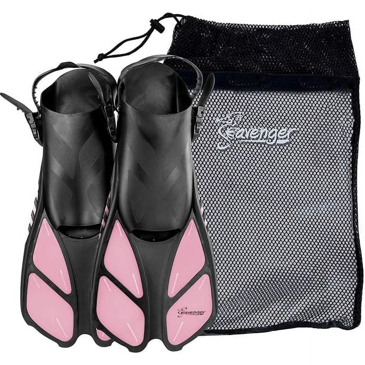 Seavenger Torpedo Swim Fins | Travel Size | Snorkeling Flippers With Mesh Bag For Women, Men And Kids (Bubblegum Pink, XS/XXS)