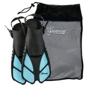 Seavenger Torpedo Swim Fins | Travel Size | Snorkeling Flippers With Mesh Bag For Women, Men And Kids (Dodger Blue, S/M)