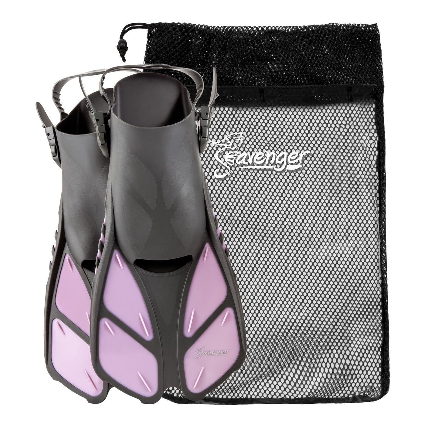 Seavenger Torpedo Swim Fins | Travel Size | Snorkeling Flippers With Mesh Bag For Women, Men And Kids (Lavender, S/M)