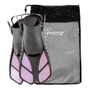 Seavenger Torpedo Swim Fins | Travel Size | Snorkeling Flippers With Mesh Bag For Women, Men And Kids Lavender, XS/XXS