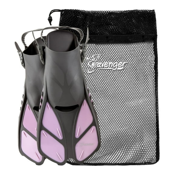 Seavenger Torpedo Swim Fins | Travel Size | Snorkeling Flippers With Mesh Bag For Women, Men And Kids (Lavender, XS/XXS)