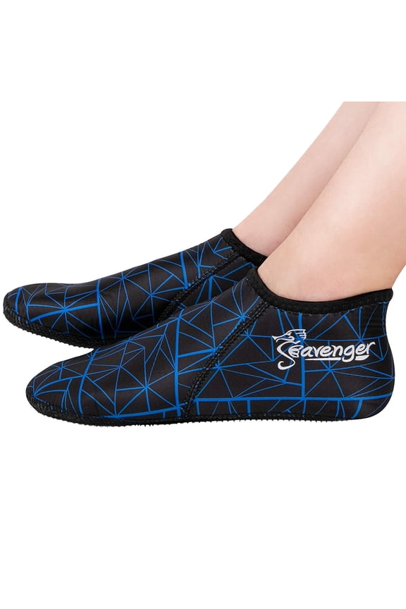 Zephyr 3mm Neoprene Socks for Scuba Diving, Snorkeling, Swimming (Geometric Blue, Medium)