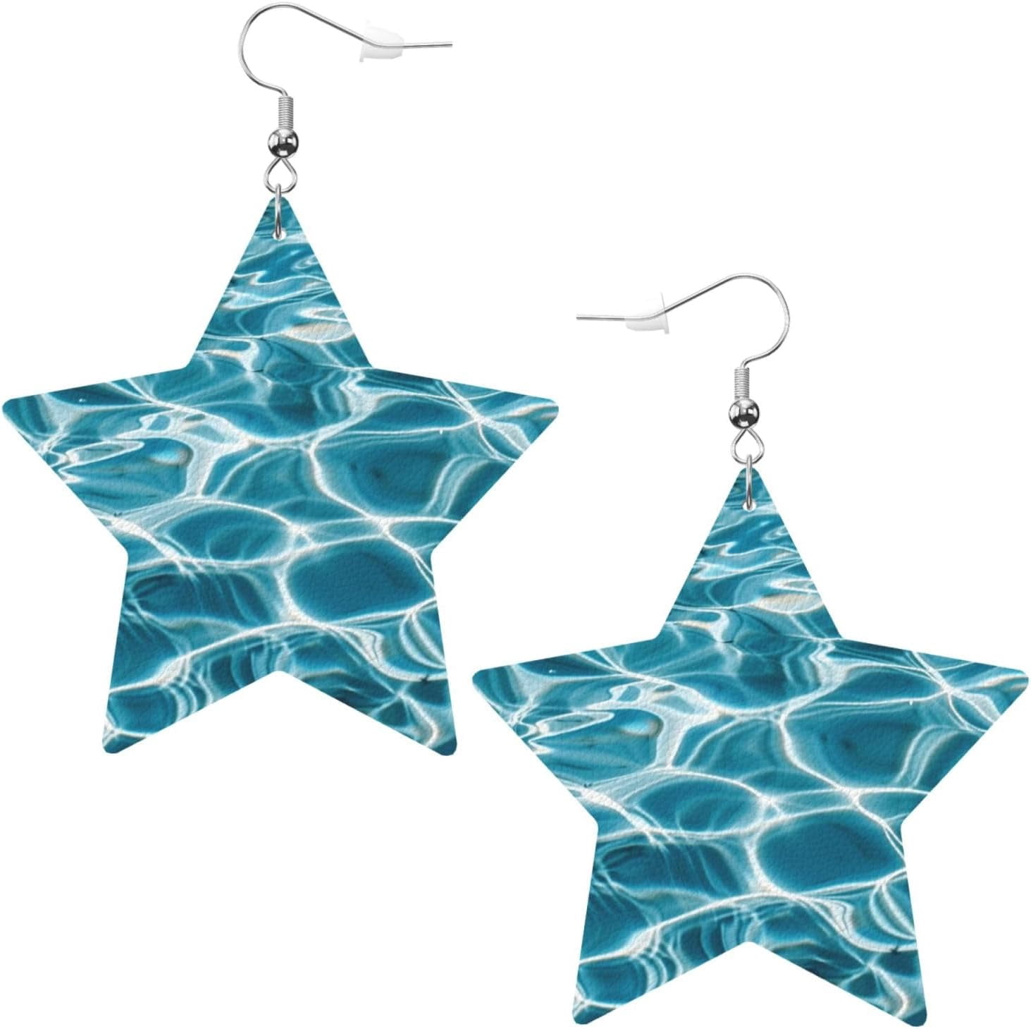 Seawater Best Earrings for Women PU Leather Dangle Earrings, Lightweight Star Shape Leather Teardrop Dangly Ear Pendants Jewelry Gift[u723]