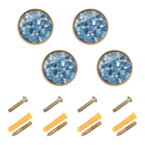 Seawater Colored Modern Pattern Cabinet Furniture Knobs Drawer Metal Pulls 1.26in Acrylic Zinc Alloy Dual Screw Set