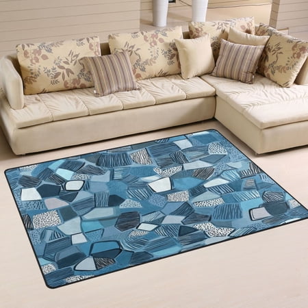 Seawater Colored Modern Pattern Soft Polyester Area Rug 31''x20'', Non Slip, Memory Foam, Water Absorbent