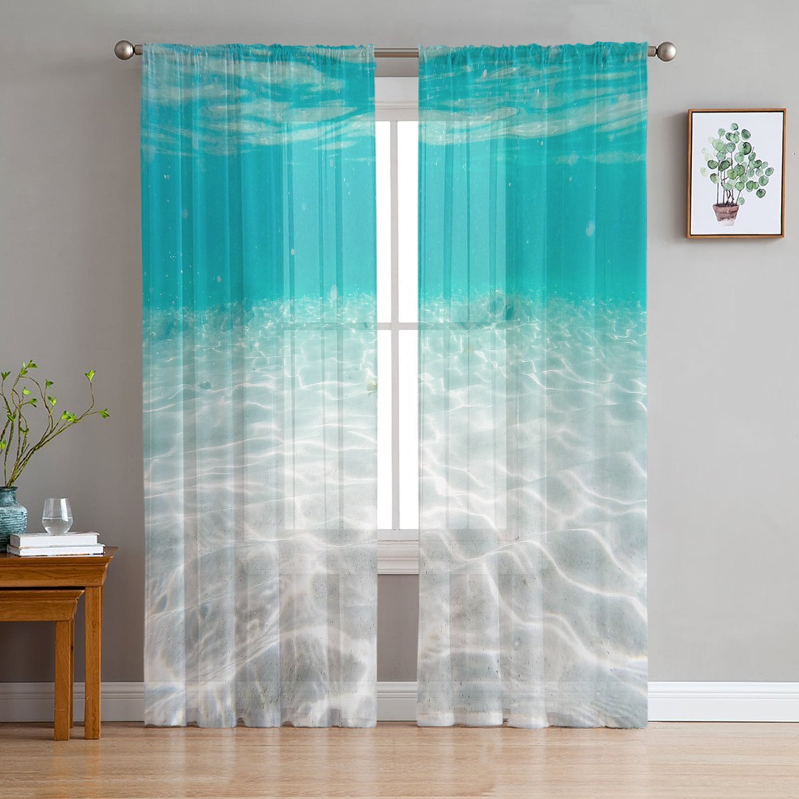 Seawater ocean sheer curtains for living room ration window curtains