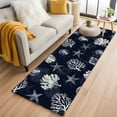 thumbnail image 1 of Seaweed Starfish Shell Washable Runner Rugs 2'x6', Coral Marine Life Navy Blue Low Pile Throw Entryway Rug Non-Slip Sturdy Edge Binding Carpet for Indoor Bedside Entrance Bedside, 1 of 9