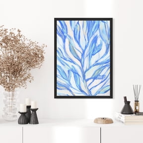 Seaweed Turquoise Blue And White Modern Beach House Decor For Jetty Home Wall Art "Seaweed Blues No. 1" Art