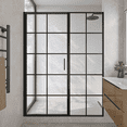thumbnail image 1 of Seawin Axio Gridient Pivot and Panel Shower Door 57.25 - 58 in. W x 72 in. H Matte Black Hardware 5/16 inch (8 mm) Thick Clear Gridient Glass Matte Black, 1 of 9