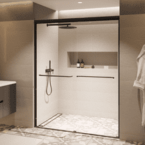Seawin Strada Light 56 - 60 x 76 inches Frameless Bypass Sliding Shower Door 1/4 in. (6 mm) Clear Tempered Glass with NanoShield Coating Matte Black