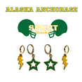 thumbnail image 1 of Seawolves Spirit Stack golden yellow mini enamel bolts and green statement open starboys, 1 of 2