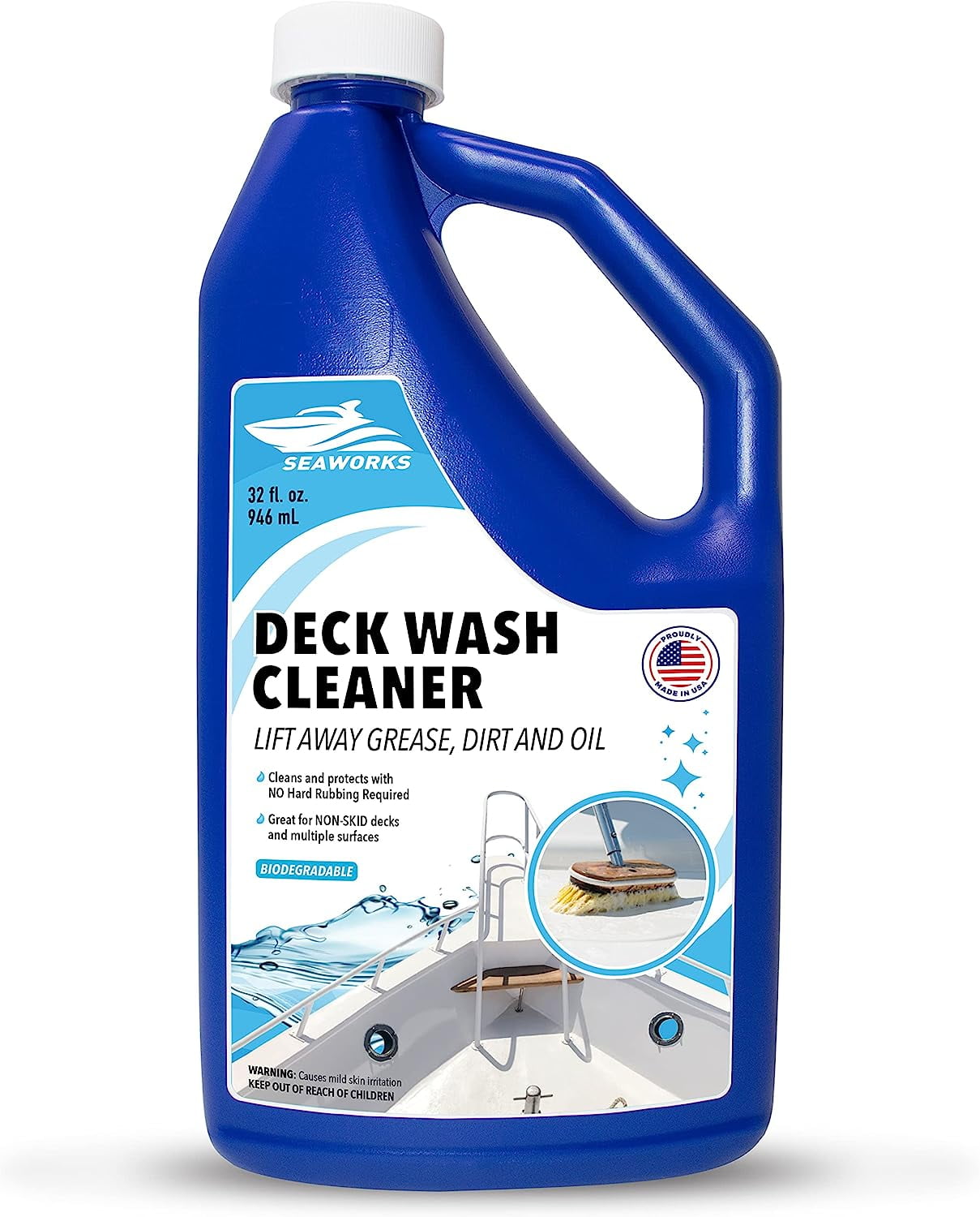 Seaworks Boat Deck Cleaner Wash Away Dirt from Non Skid Boat Decks