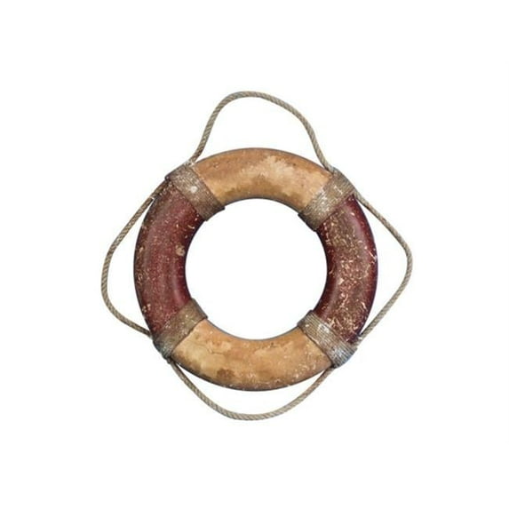 Handcrafted Model Ships Lifering 15-329 Seaworn Decorative Red And White Vintage Lifering - 15 in.