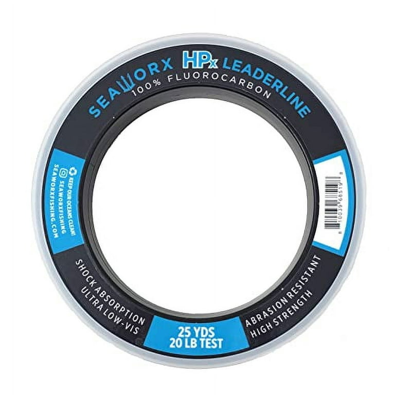 Seaworx Fluorocarbon Fishing Line - Easy to Use Fishing Wire Leader Line -  Saltwater and Freshwater Fishing String 50LB - Abrasion Resistant Invisible  Thread Fish Line 25 Yards Spool 