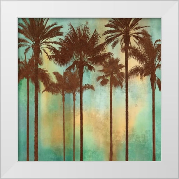 Seba, John 12x12 White Modern Wood Framed Museum Art Print Titled - Aqua Palms II