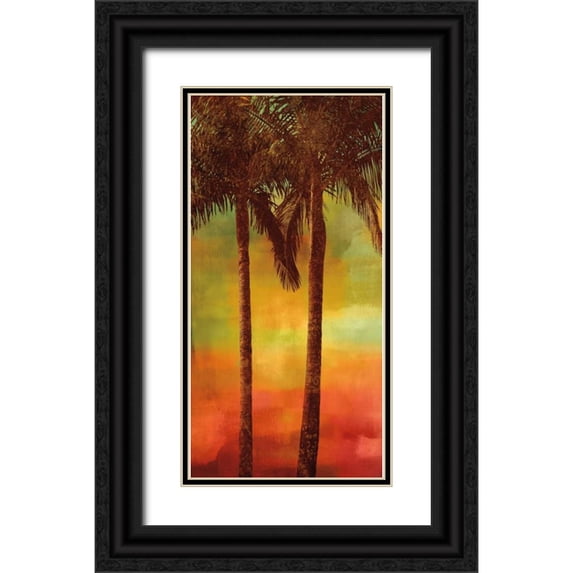 Seba, John 18x32 Black Ornate Wood Framed with Double Matting Museum Art Print Titled - Sunset Palms II