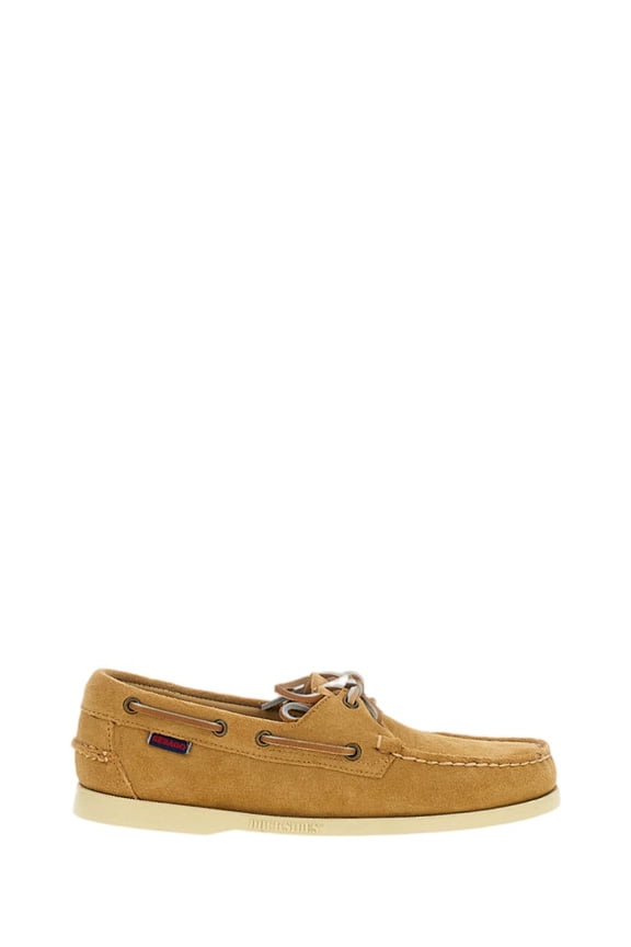 Beige Leather And Suede Boat Shoes With 360° Lacing Brown (Men's)