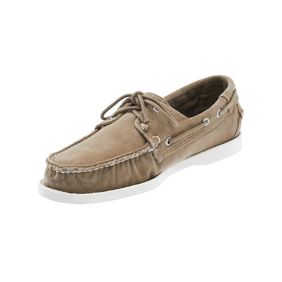 Sebago Mens Docksides Canvas Boat Shoes in Dark Taupe